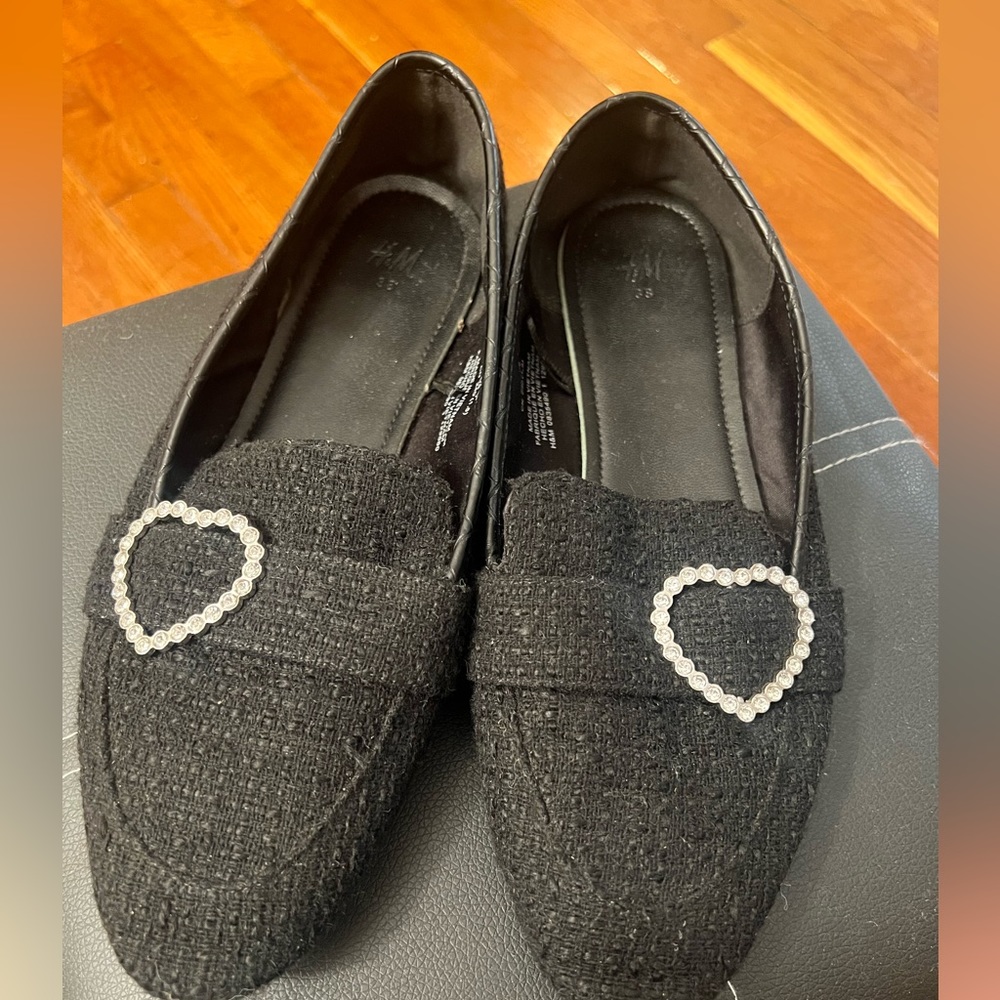 H&M Heart Tweed Loafers